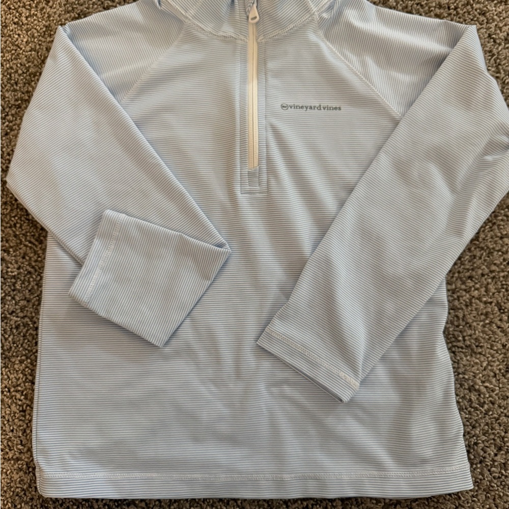 Youth Vineyard Vines Blue and White Striped quarter-Zip